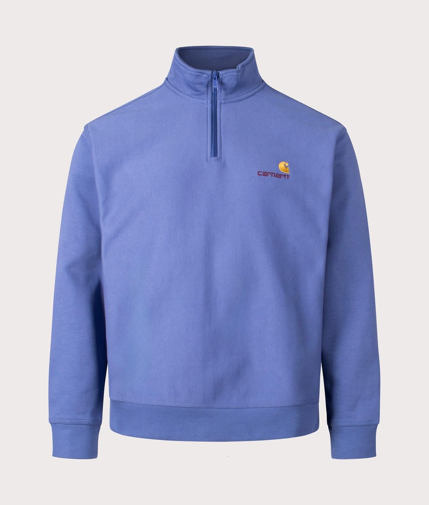 Carhartt WIP Mens Relaxed Fit Half Zip American Script Sweatshirt